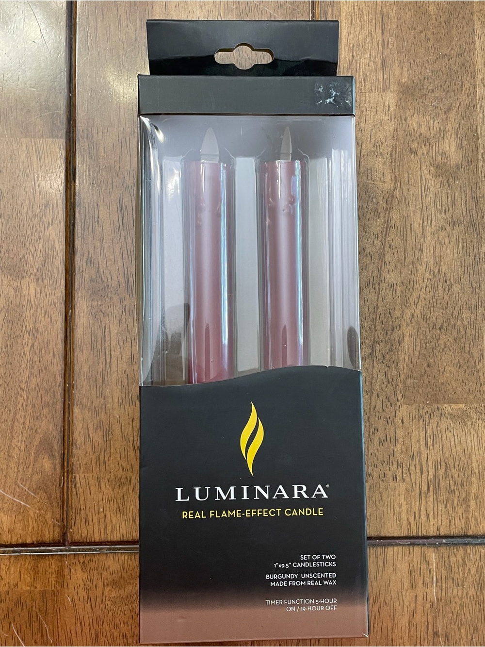 Luminara Burgundy Real Flame-Effect Candles - Set of 2